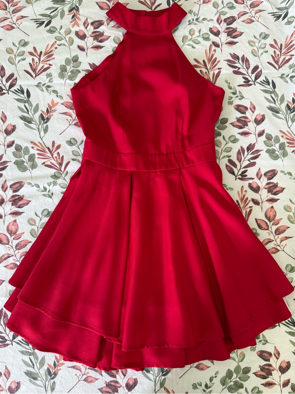 Lulu's Red Halter Fit-and-Flare Mini Dress